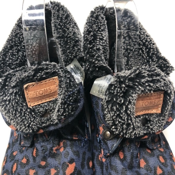 Toms Highland Botas Faux Fur Lined Leopard Lace Up Ankle Boot Blue 7 - Picture 3 of 6